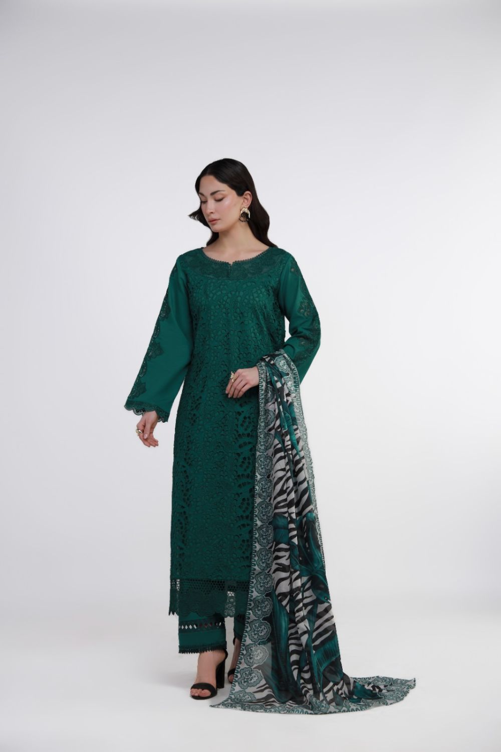 Emerald Drape With Open Shirt