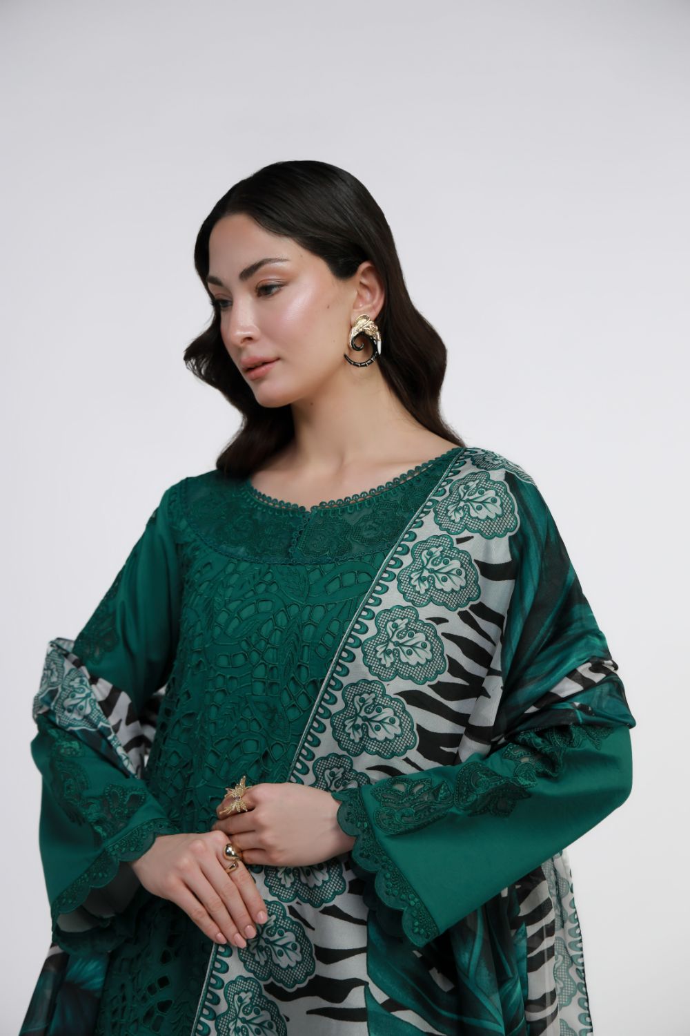 Emerald Drape With Open Shirt